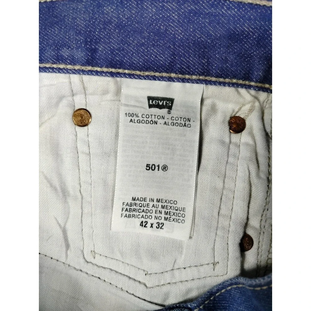 Levis‎ 501XX Jeans Mens 42x32 Blue Medium Wash Straight Leg Button Fly Denim